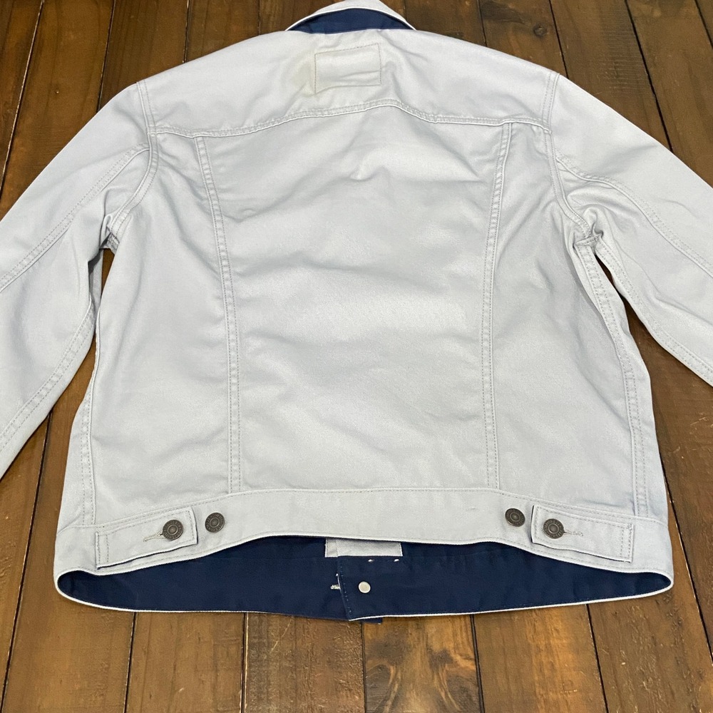 Levis Mens New England Patriots NFL Trucker Jacket Light Gray Size L - Picture 6 of 10